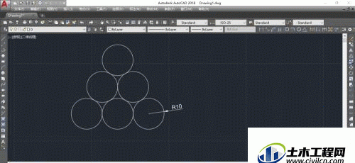 CAD如何已知等边三角形的边长里画多个相等圆？